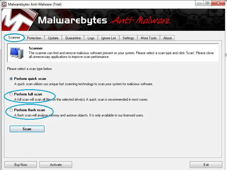 Malwarebytes Scanner