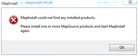 MapInstall could not find any installed products