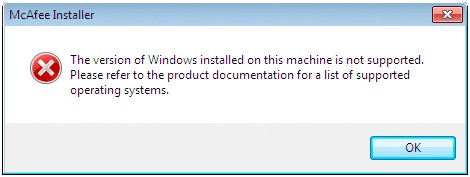 The version of Windows installed on this machine is not supported