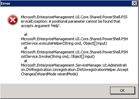 ServiceException: A positional parameter cannot be found that accepts argument ‘Help’.