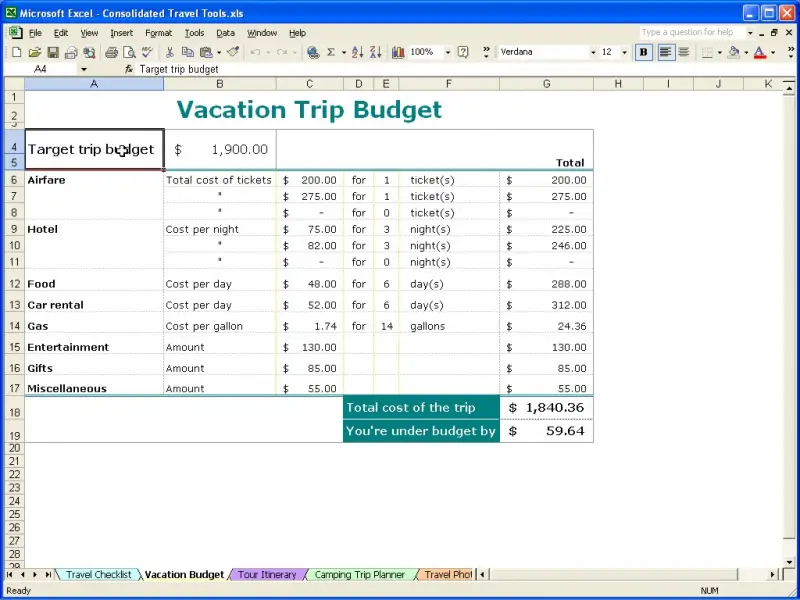 Vacation Excel