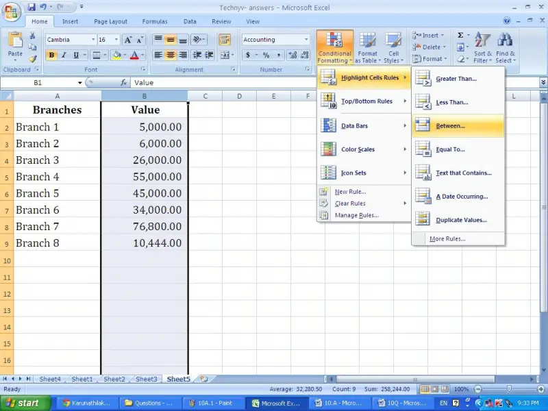 Conditional formating Hightlight Cell rule