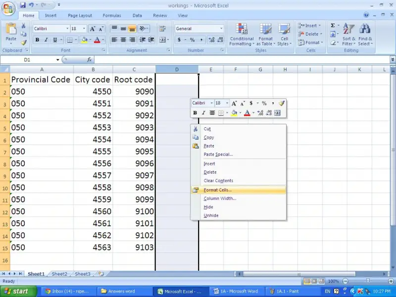 Format Cells