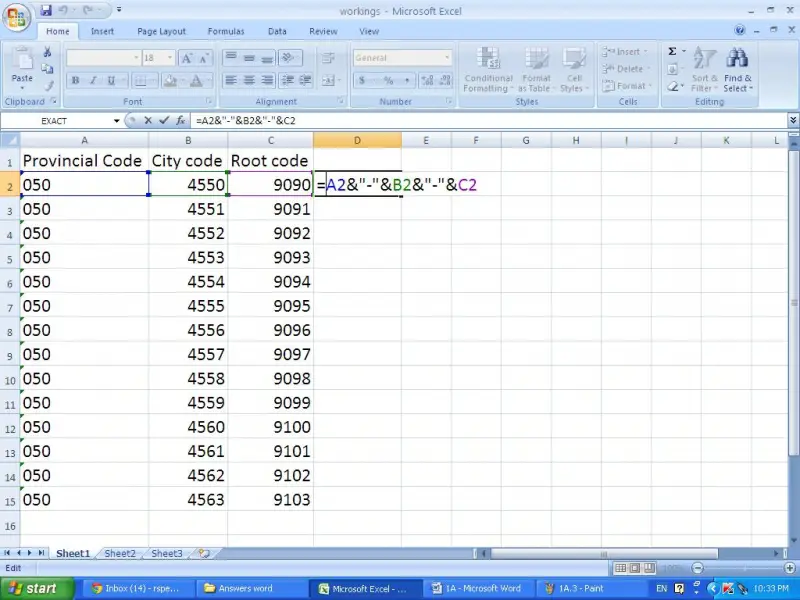 Formula in Excel