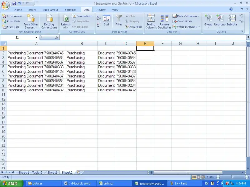 Formating Data In EXCEL