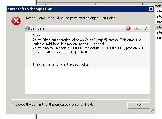 Active Directory get fail over the VMdc2.smtp25.internal