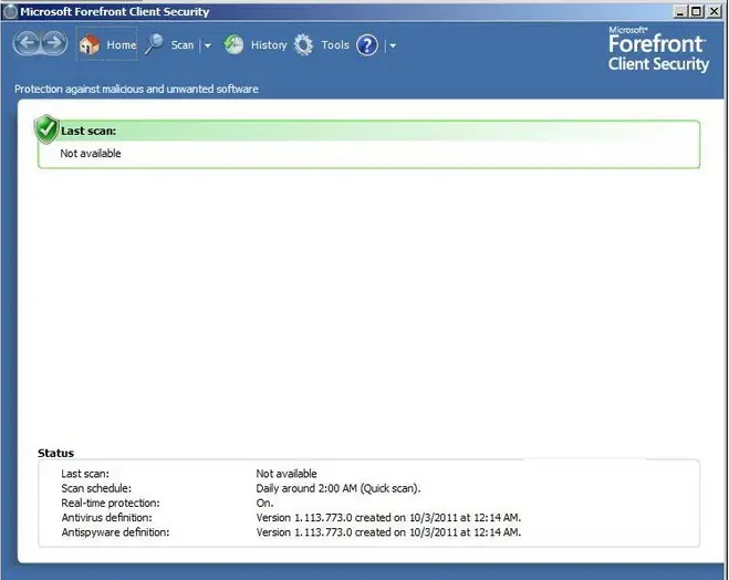 Microsoft forefront client security console-scan hard disk