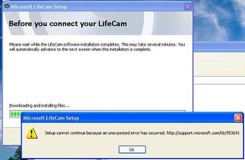 microsoft lifecam setup error