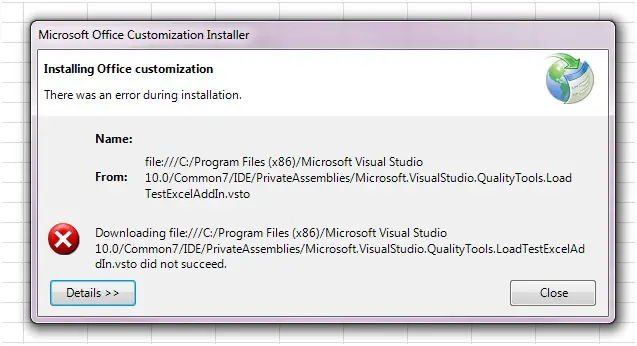 Microsoft Visual Studio Microsoft Office Customization Installer  Installation office customization