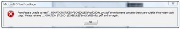 Unable to read filename