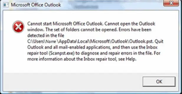 Cannot open Microsoft Office Outlook