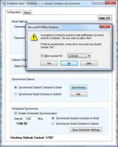Outlook folder to sync