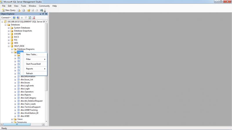 Create Table SQL Server management