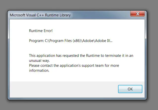 Microsoft Visual C++ Runtime Library-Runtime Error! 