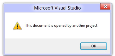 this document is open by another project - Microsoft Visual Studio