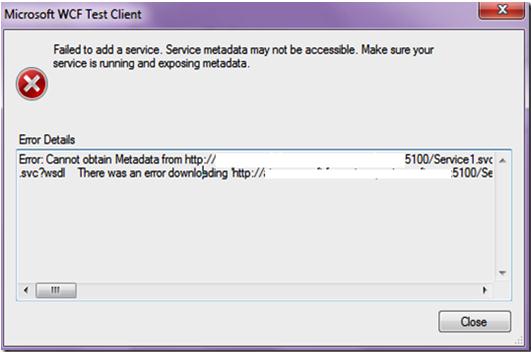 Microsoft WCF Test Client-error-Failed to add a service