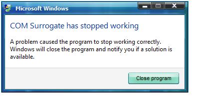 Com surrogate has stopped working