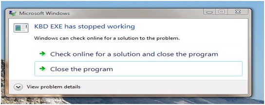 KBD EXE has stopped working