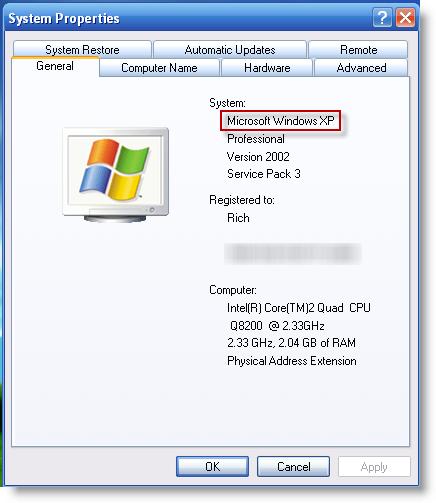 Windows XP Properties