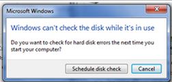 Start-schedule disk check