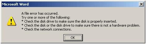 Word file error