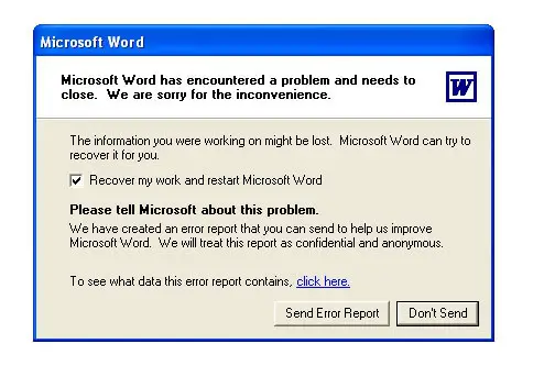 Microsoft word error