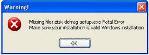 Missing file : disk-defrag-setup.exe fatal Error
