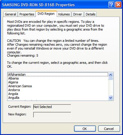 Dvd drive dvd region