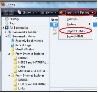 library-import and backup-import HTML