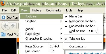 View Toolbars firefox