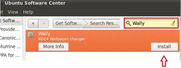 Search box type the word ‘Wally’ for selecting and installing Wally