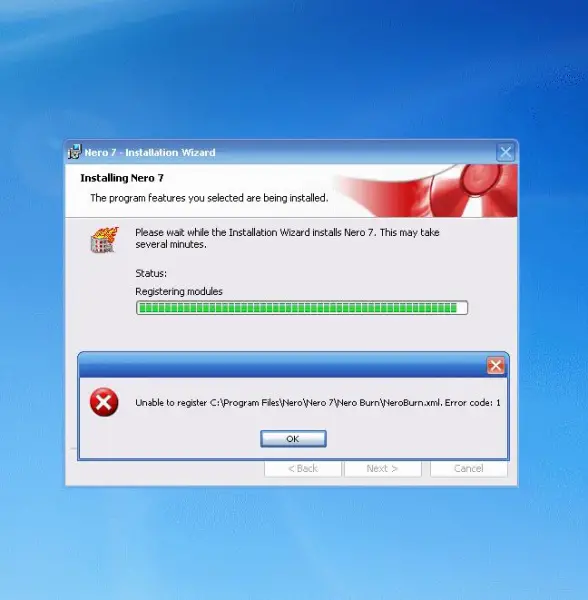 Nero 7 Installation Error