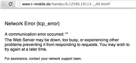 communicate to the network server error