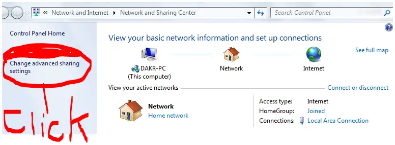 Network Sharing Center