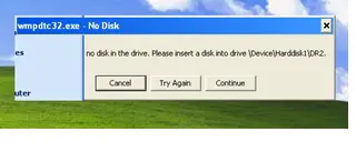 no disk in the drive. Please insert a disk into drive DeviceHardisk1DR2