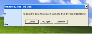 no disk in the drive. Please insert a disk into drive DeviceHardisk1DR2