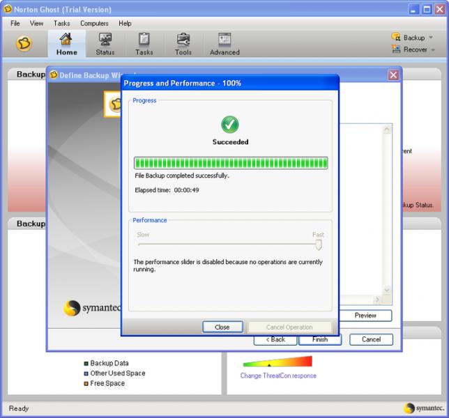 Backup through Norton Ghost