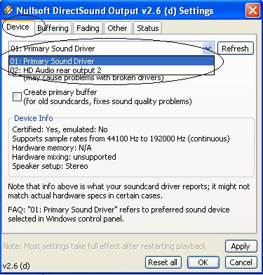 Nullsoft DirectSound Output 