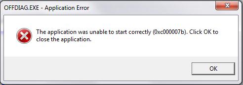 OFFDIAG.EXE – Application Error - The application was unable to start correctly (0x000007b)