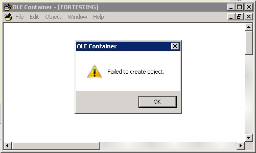 Failed to create object