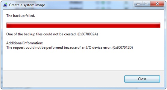 I/0 device error. (0x8007045D)