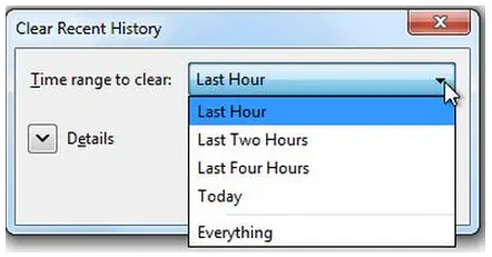 Clear recent history-last hour