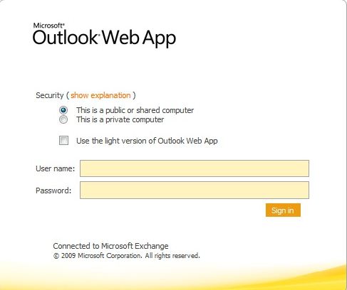 Outlook Webmail Access (OWA) allows you to access your Microsoft Exchange Server mailbox 