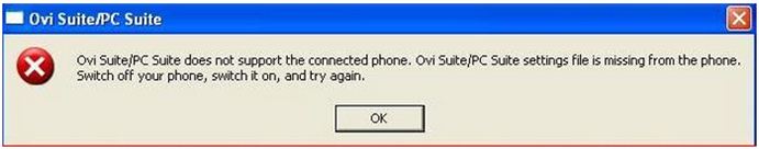 Ovi Suite/PC Suite does not support the connected phone