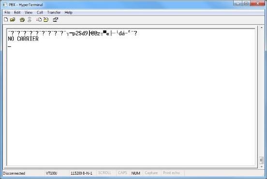 mensaje de error de hiperterminal