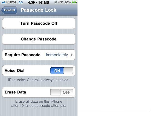 Turn Voice Passcode off Change Passcode