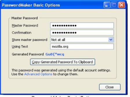 Password Maker Basic Option