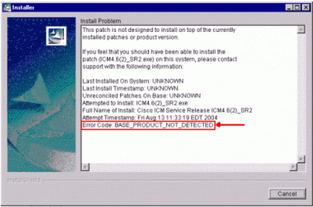 Installer Install Problem This patch is not designed to install on top of the currently installed patches or product version.