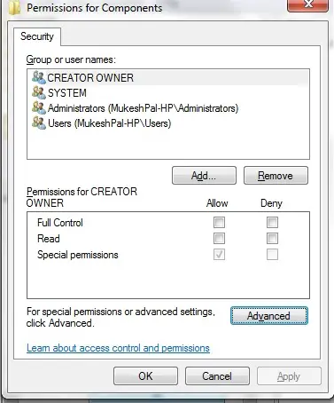 Permissions for Components