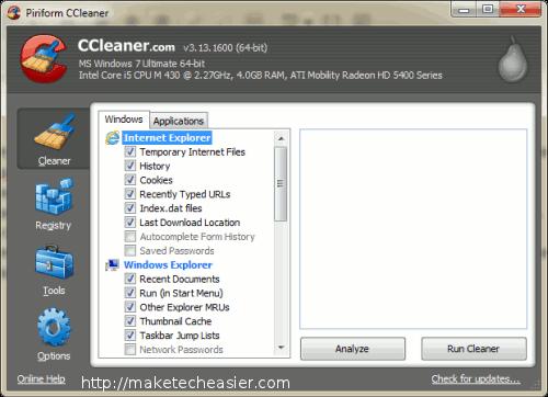 CCleaner to cleaner temporary files